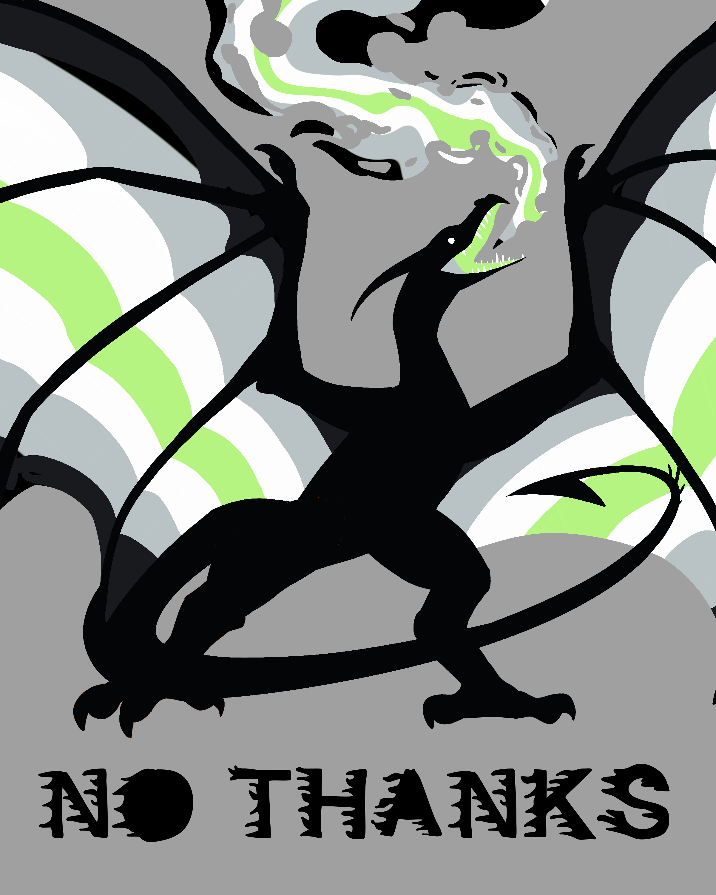NO THANKS Dragon Print