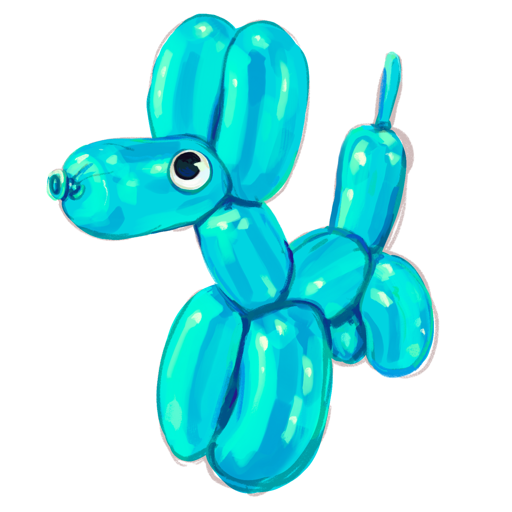 Aqua Balloon Dog Sticker