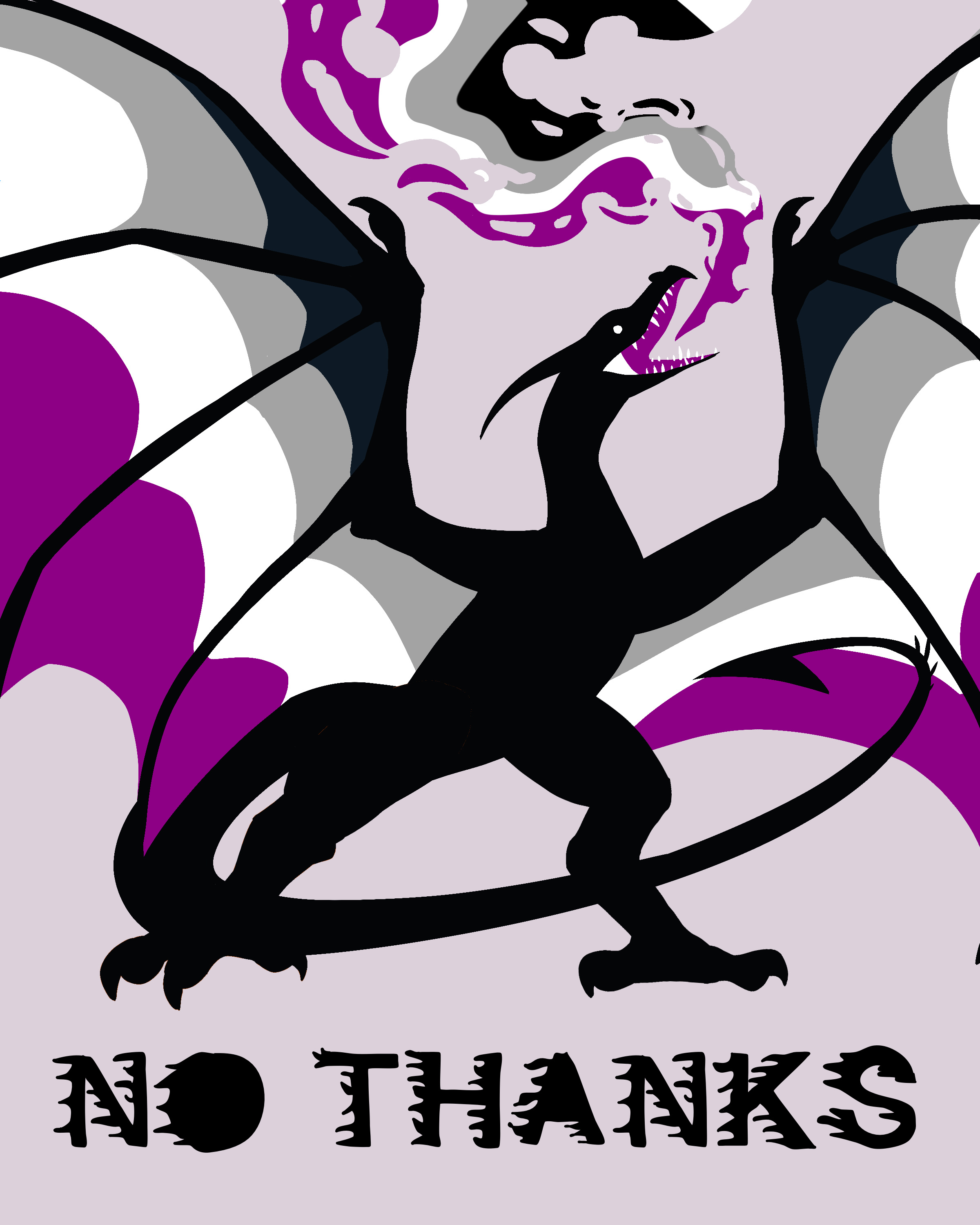 NO THANKS Dragon Print